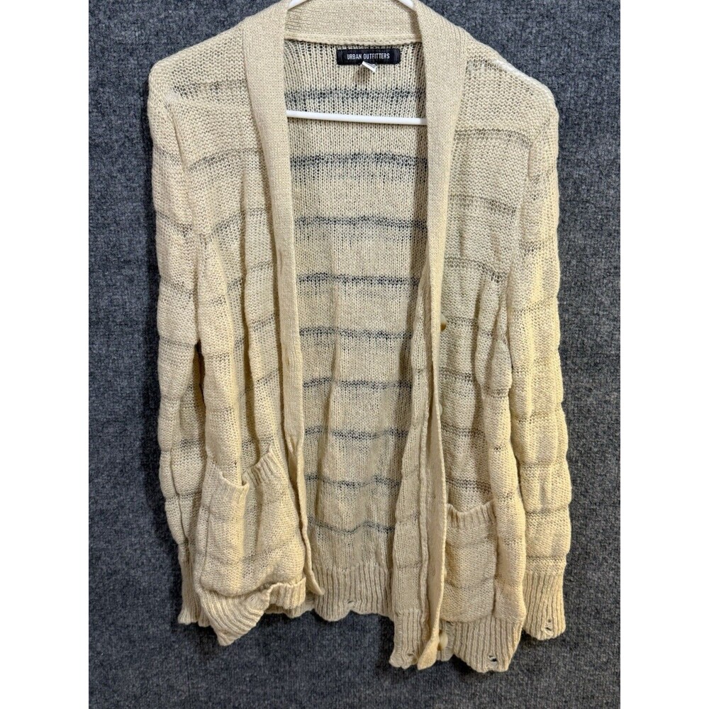 Urban Outfitters Women’s Small Button‑Front V‑Neck Knit Sweater – Cream